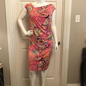 Peter Nygard Size 18 w sleeveless boho hippie hot pink orange teal dress
